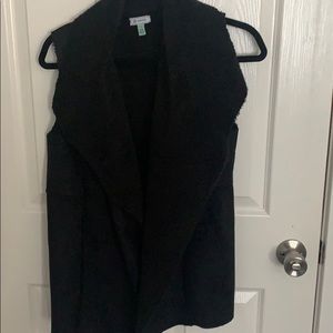 Black Suede and Fuzzy Vest